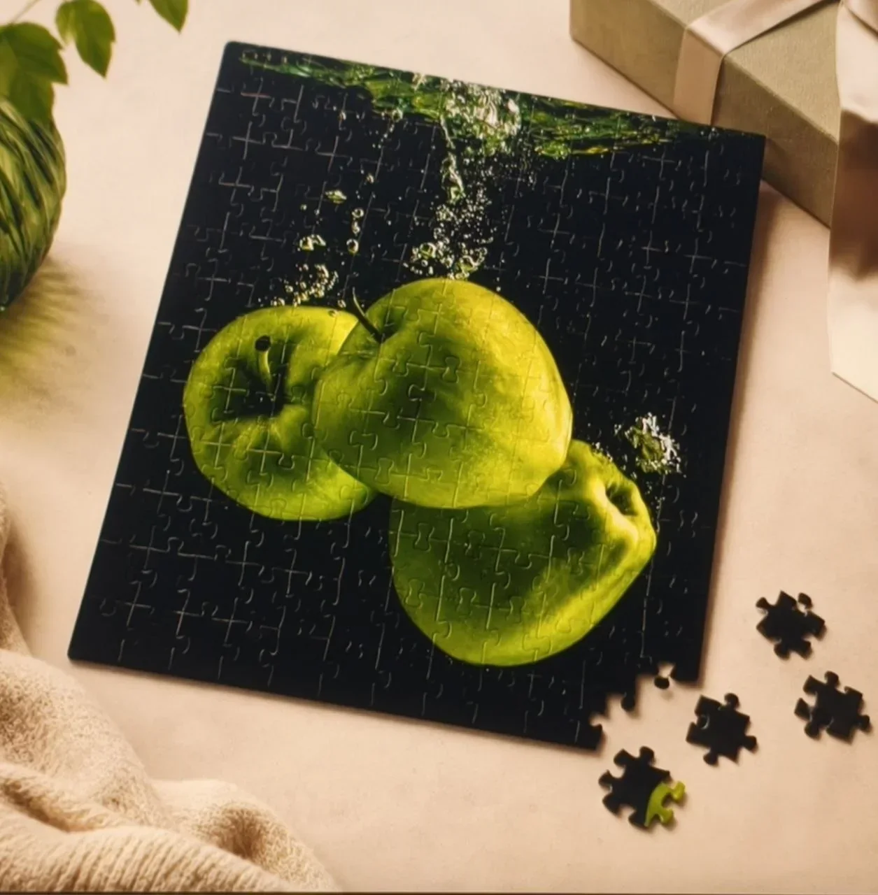 Puzzle fotografico con mele verdi